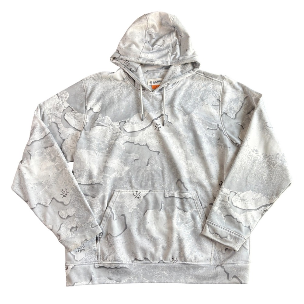 Magellan Outdoors Mens Realtree Xt Camo Hoodie Gray White Performance Sweatshirt View 3